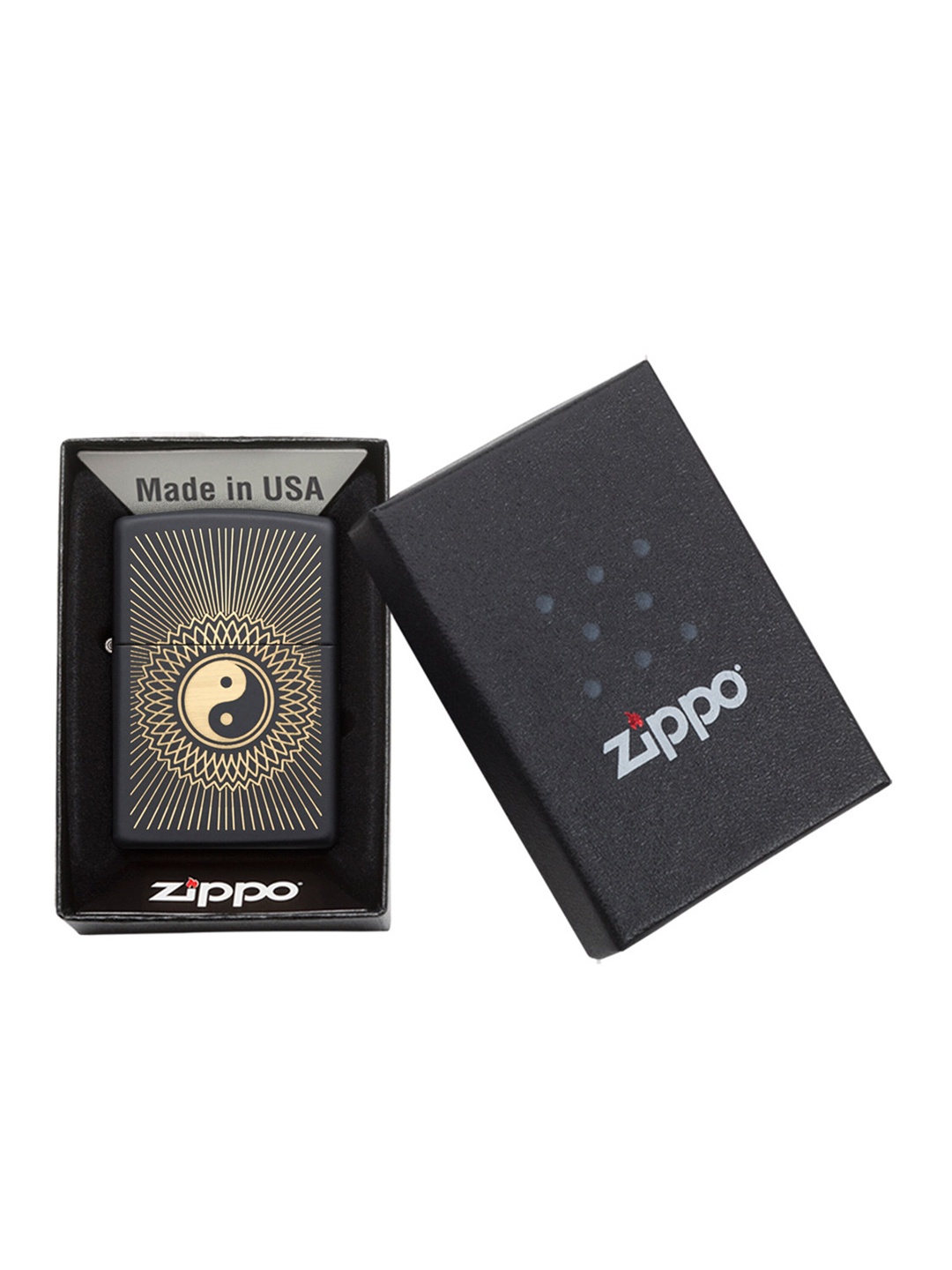 

Zippo Black Yin Yang 2 Black Matte Pocket Lighter