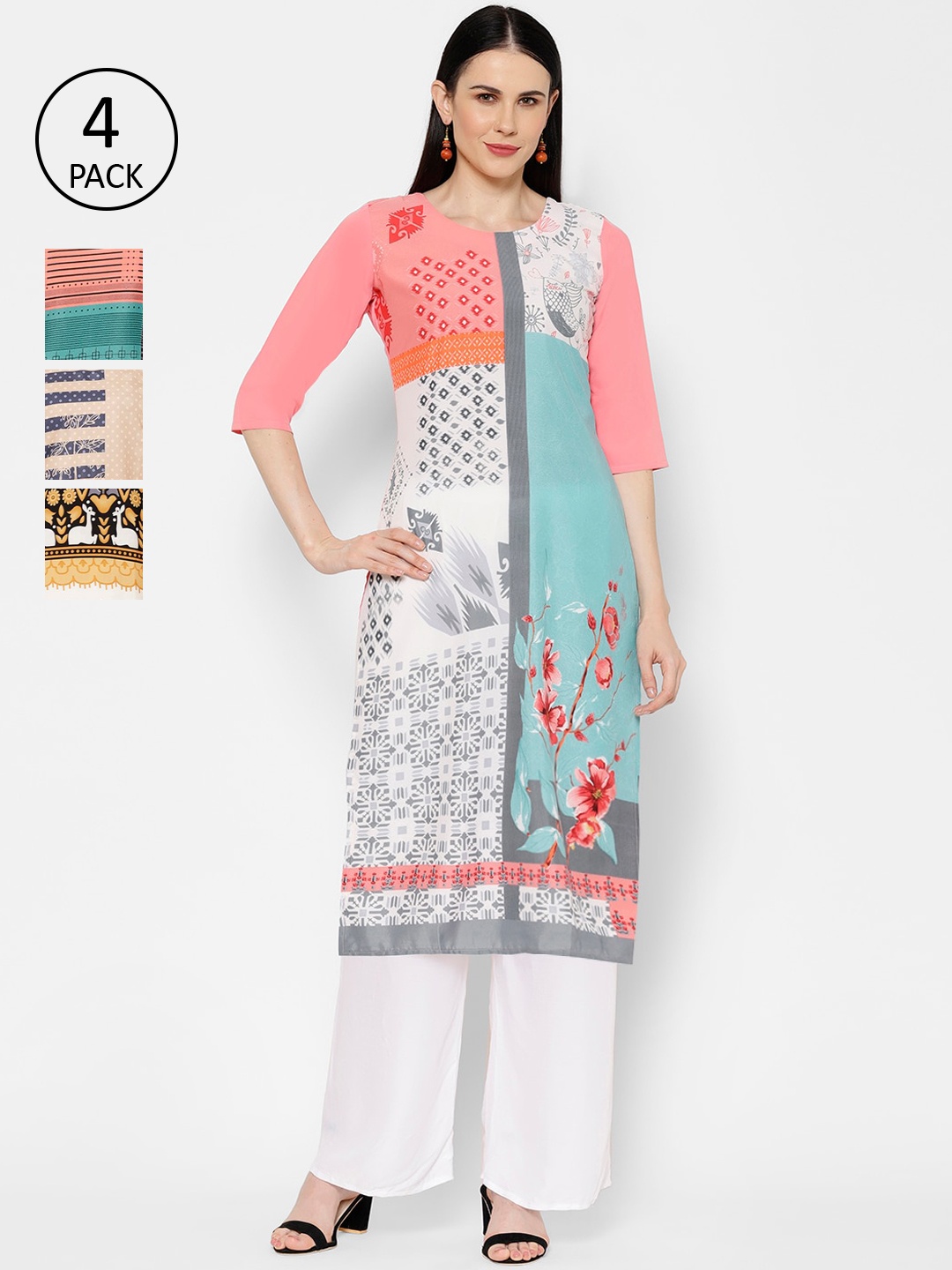 

7Threads Women Multicoloured Printed Straight Kurta, Multi