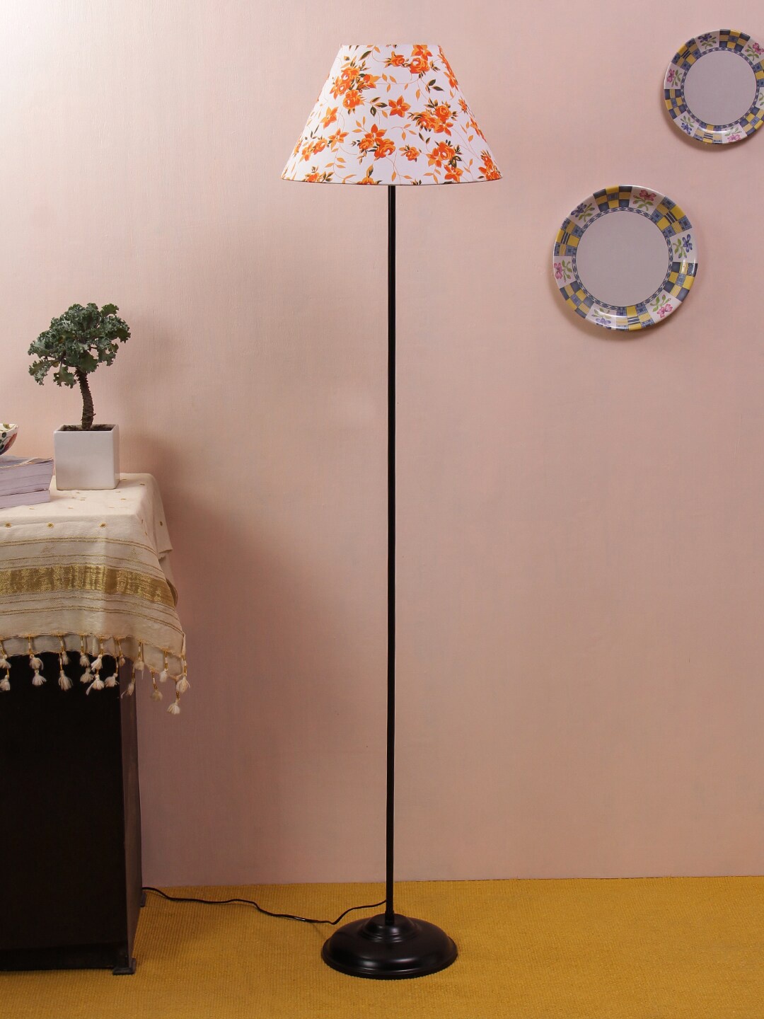 

Devansh White & Orange Printed Club Lamp & Shade
