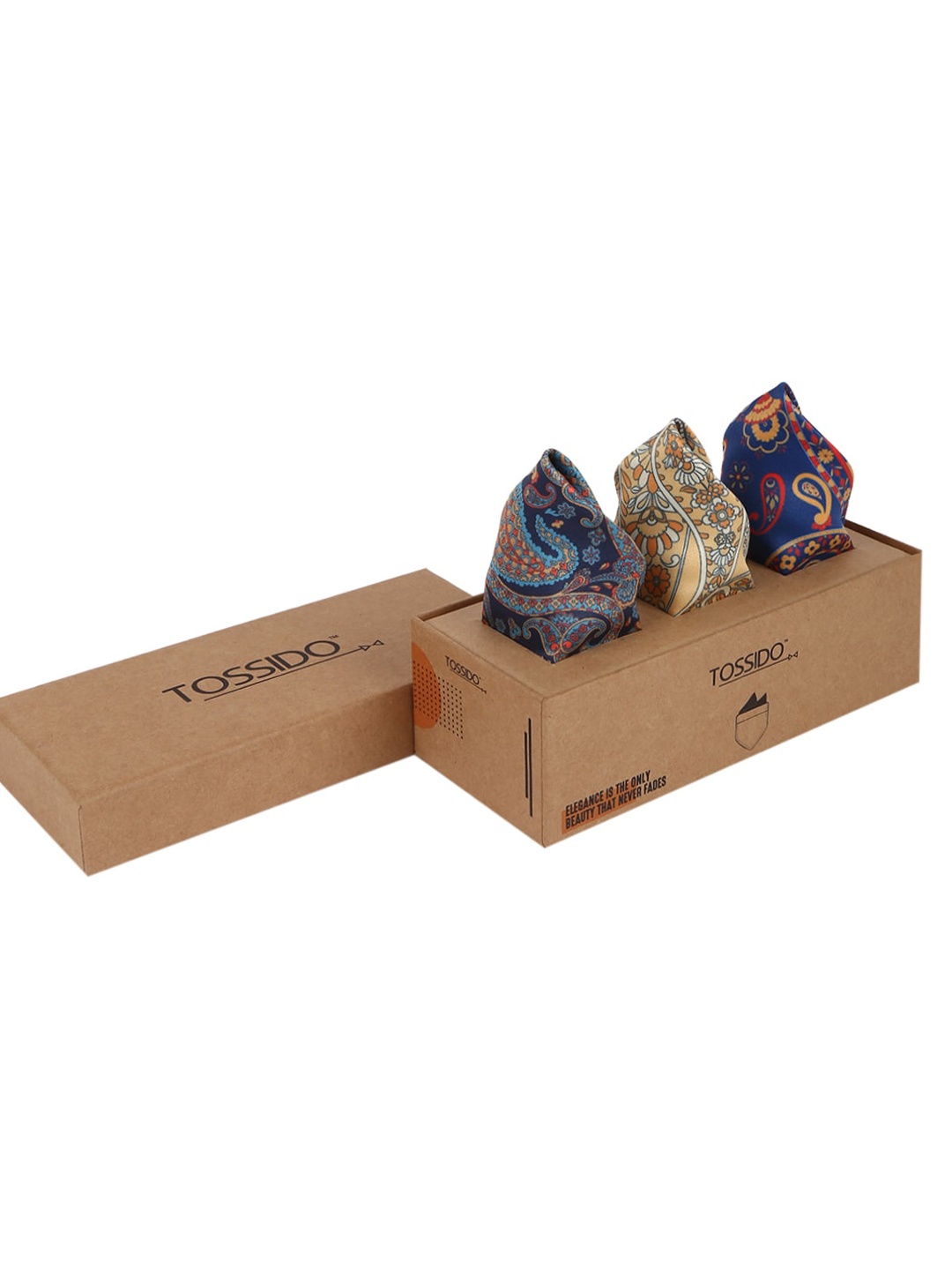 

Tossido Men Pack Of 3 Printed Pocket Squares, Blue