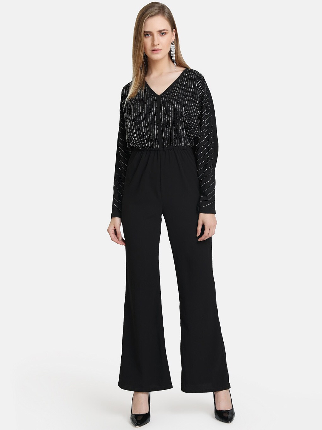 

Kazo Women Black Embellished Basic Jumpsuit