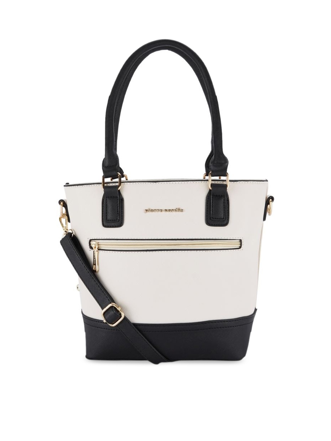 

pierre cardin Beige & Black Colourblocked Handheld Bag