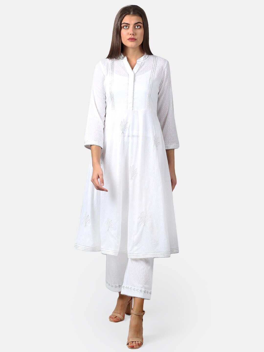 

DART STUDIO Women White Solid A-Line Sustainable Kurta