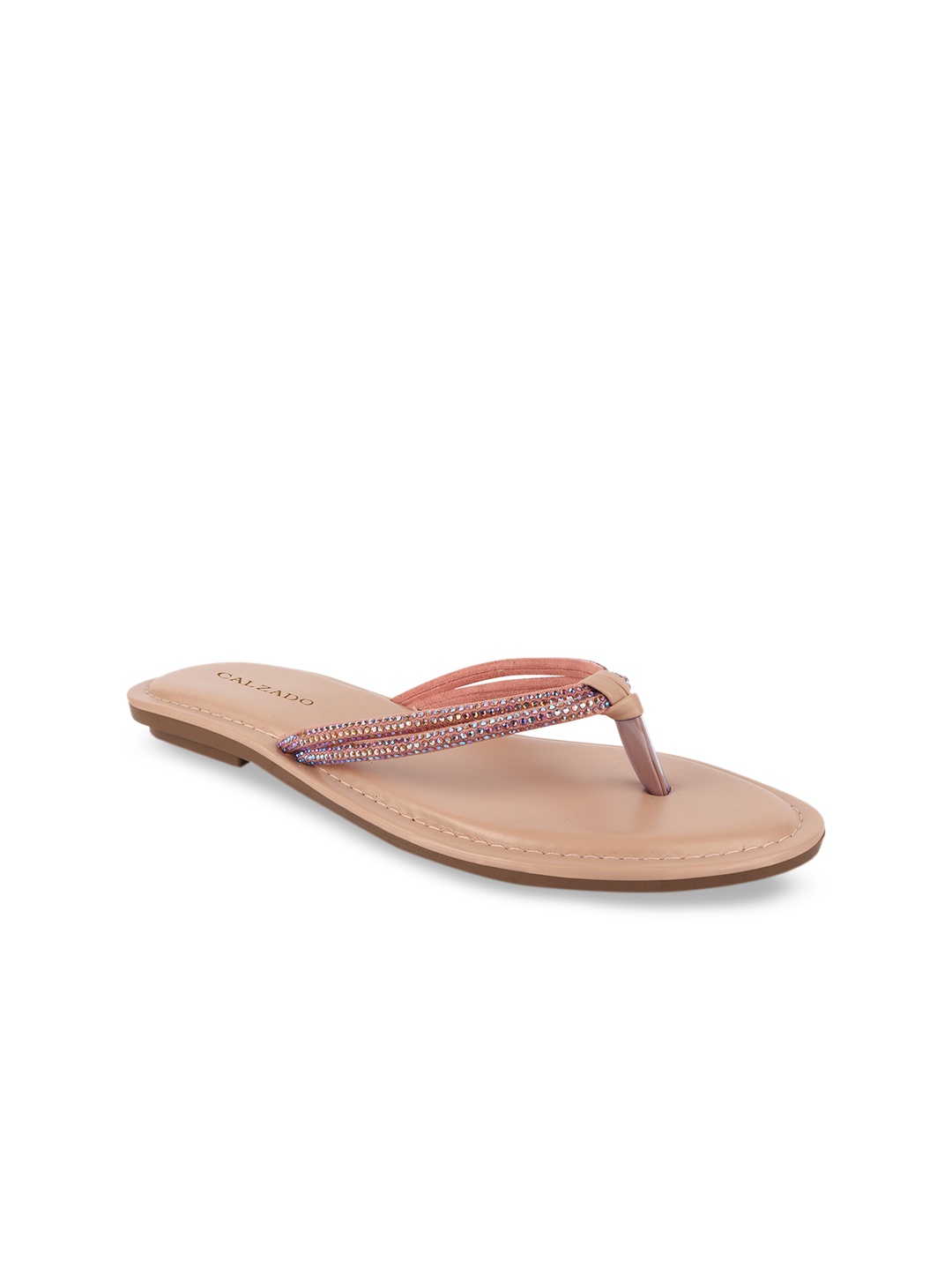 

CALZADO Women Pink Embellished Open Toe Flats