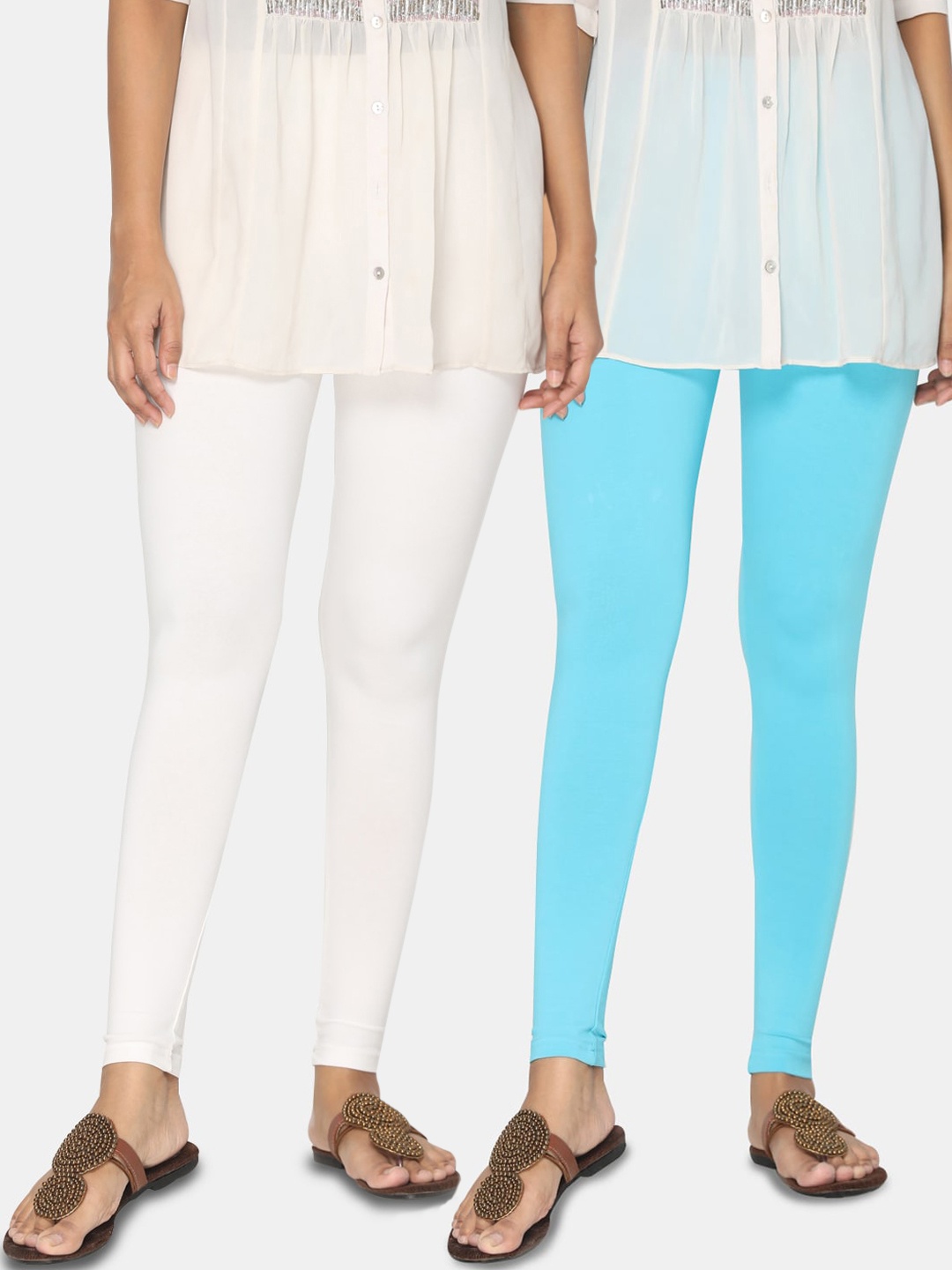 

TSG Bliss Women Pack Of 2 Solid Ankle-Length Leggings, White