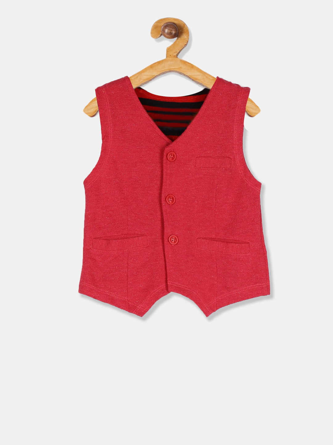 

Cherokee Boys Red Solid Waistcoat