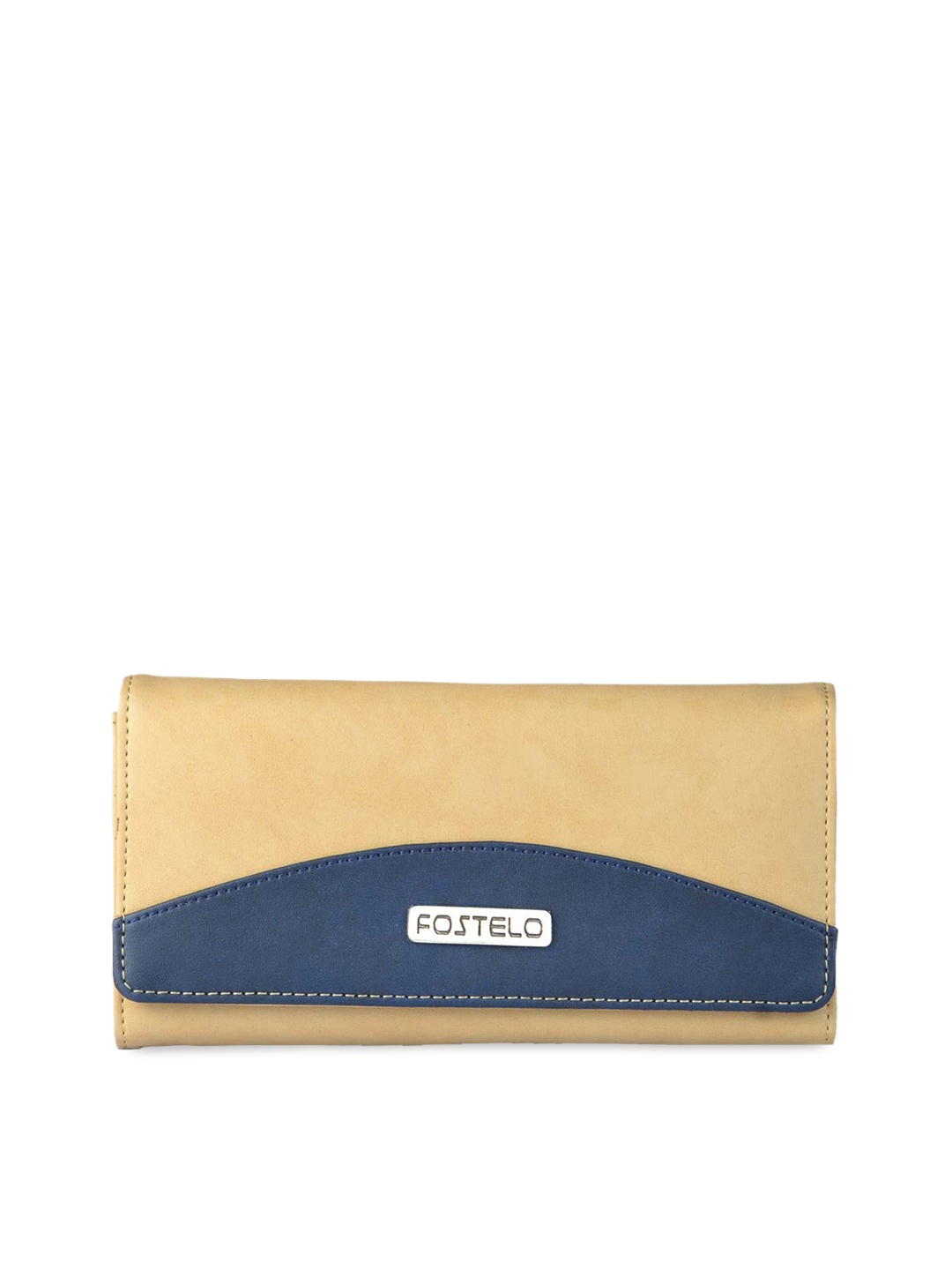 

Fostelo Beige Solid Foldover Clutch