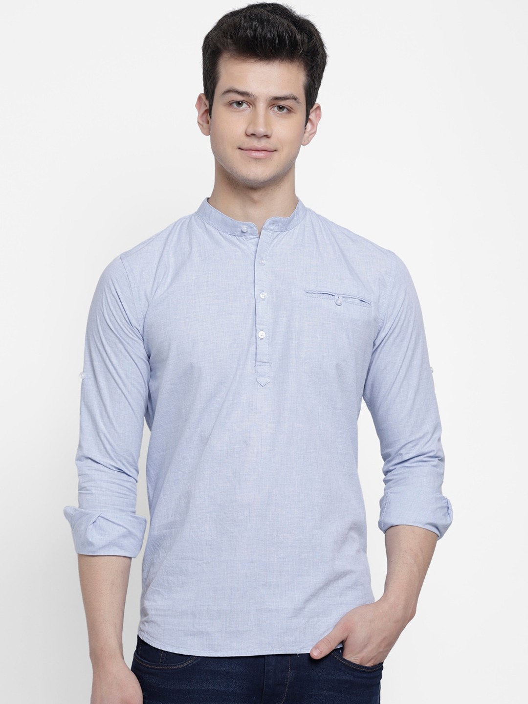

cape canary Men Blue Regular Fit Solid Casual Shirt
