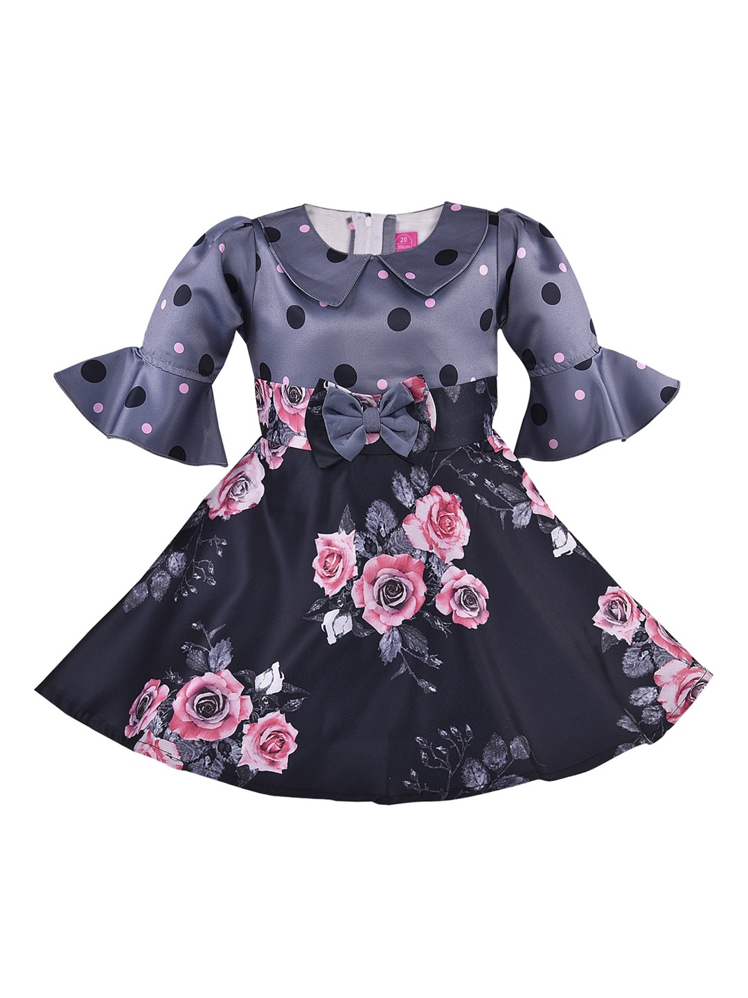 

Wish Karo Girls Grey Printed Fit and Flare Dress