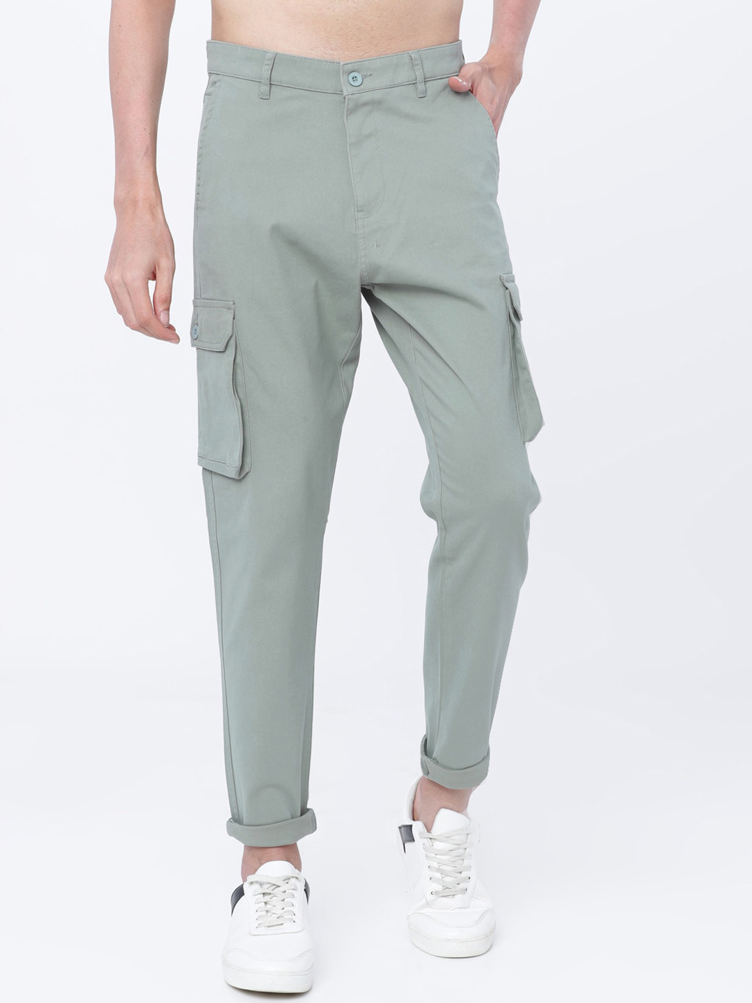 

HIGHLANDER Men Green Slim Fit Solid Cargos