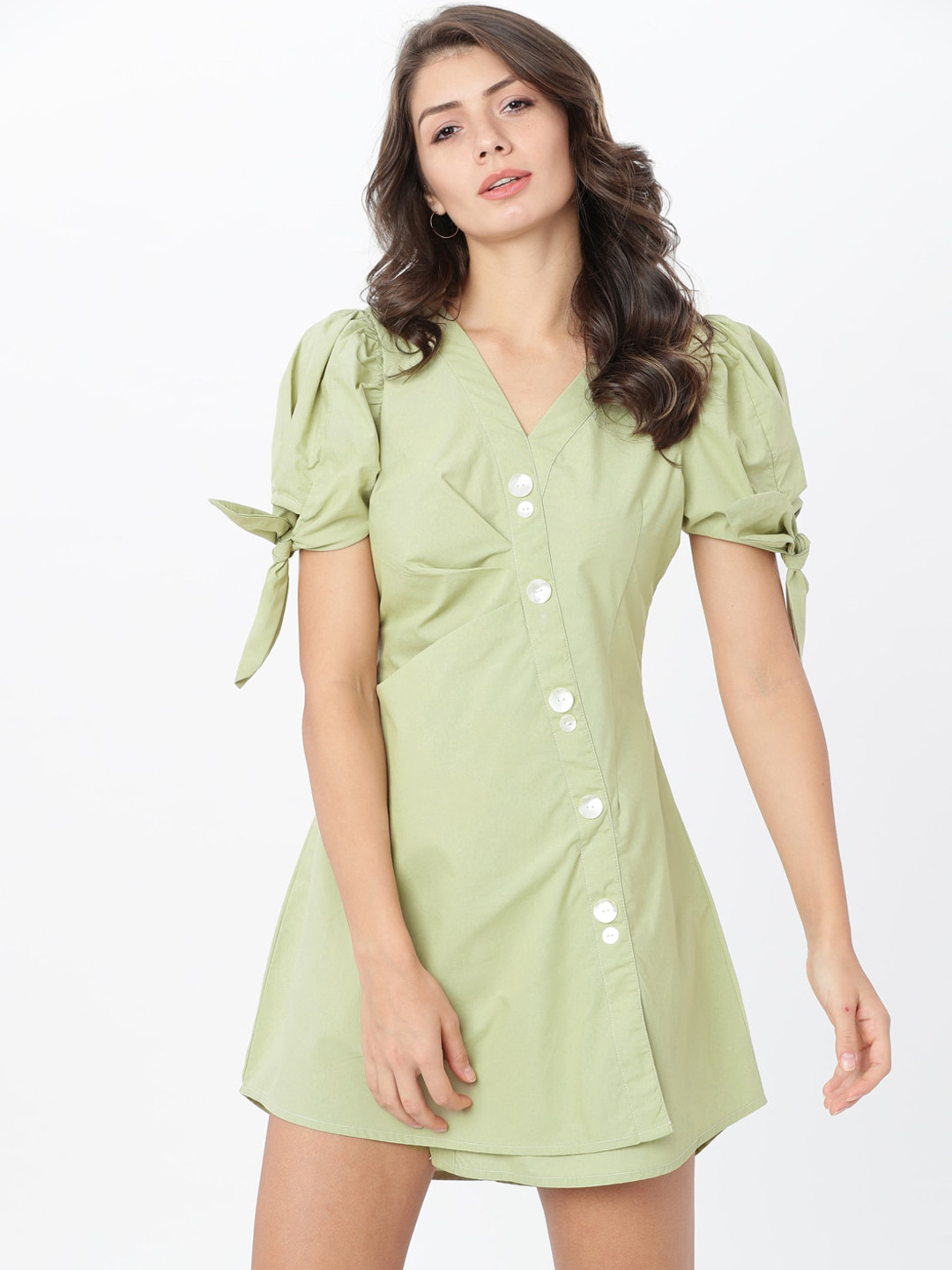 

Tokyo Talkies Women Green Solid A-Line Dress