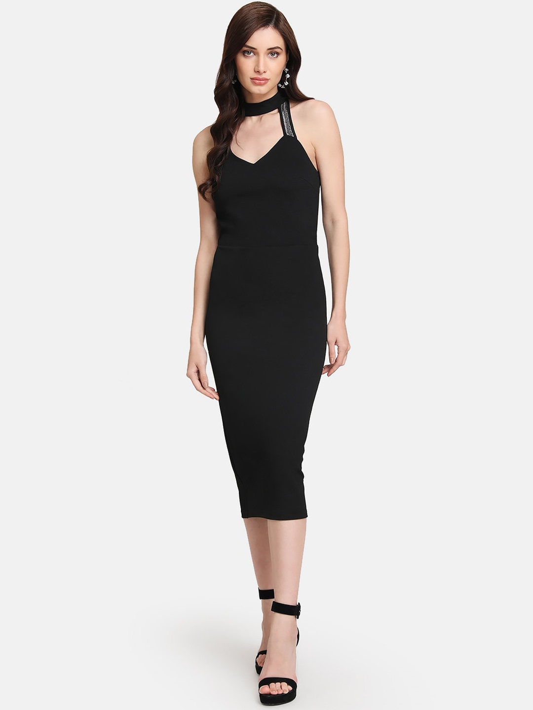 

Kazo Women Black Solid Bodycon Dress