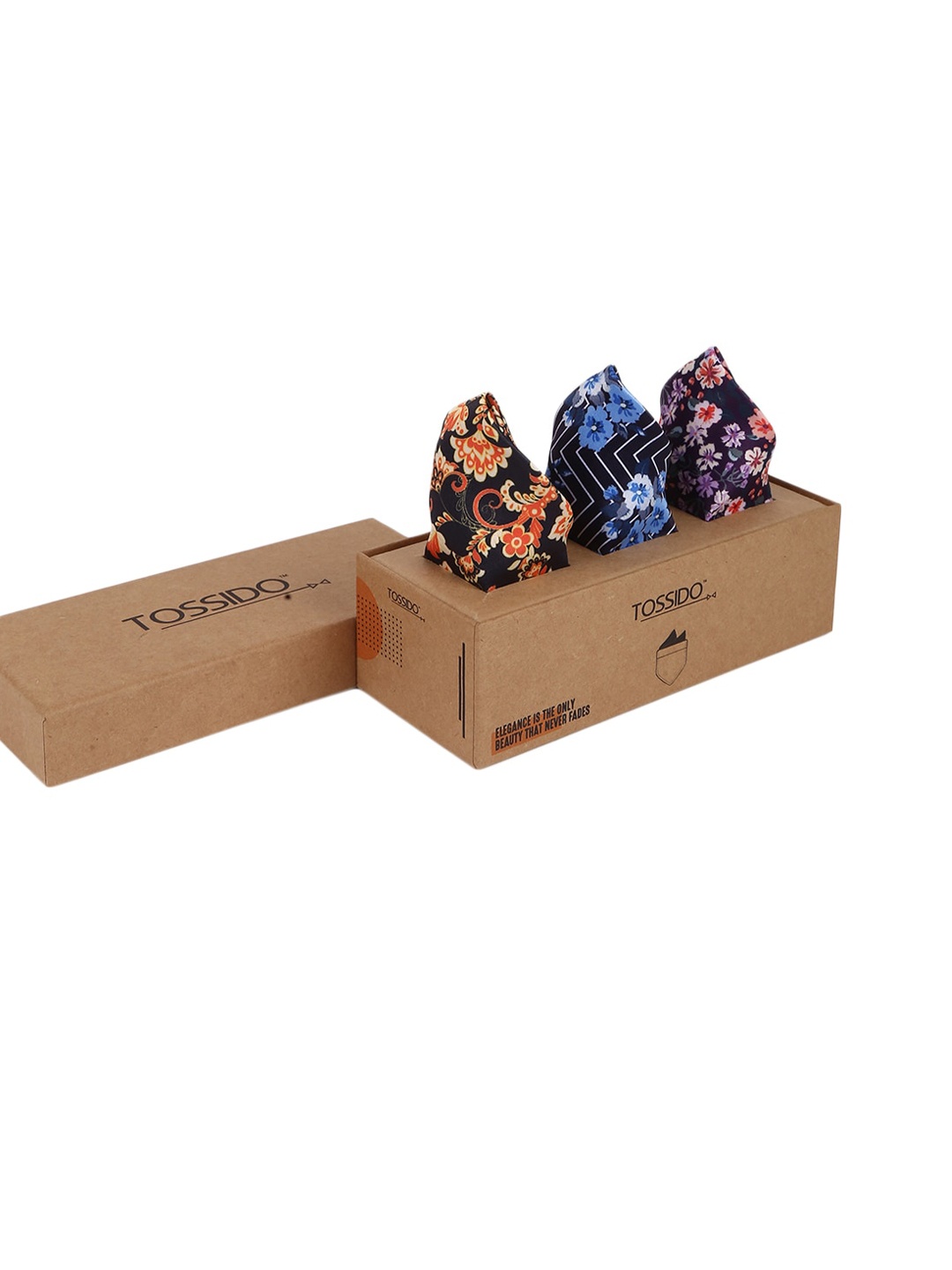 

Tossido Men Pack Of 3 Printed Pocket Squares, Blue