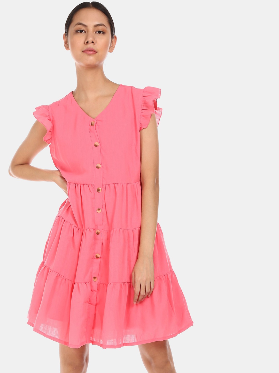 

Sugr Women Pink Solid Fit and Flare Dress