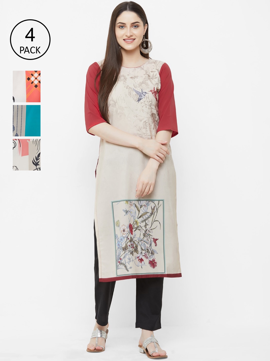 

7Threads Women Multicoloured Printed Straight Kurta, Multi