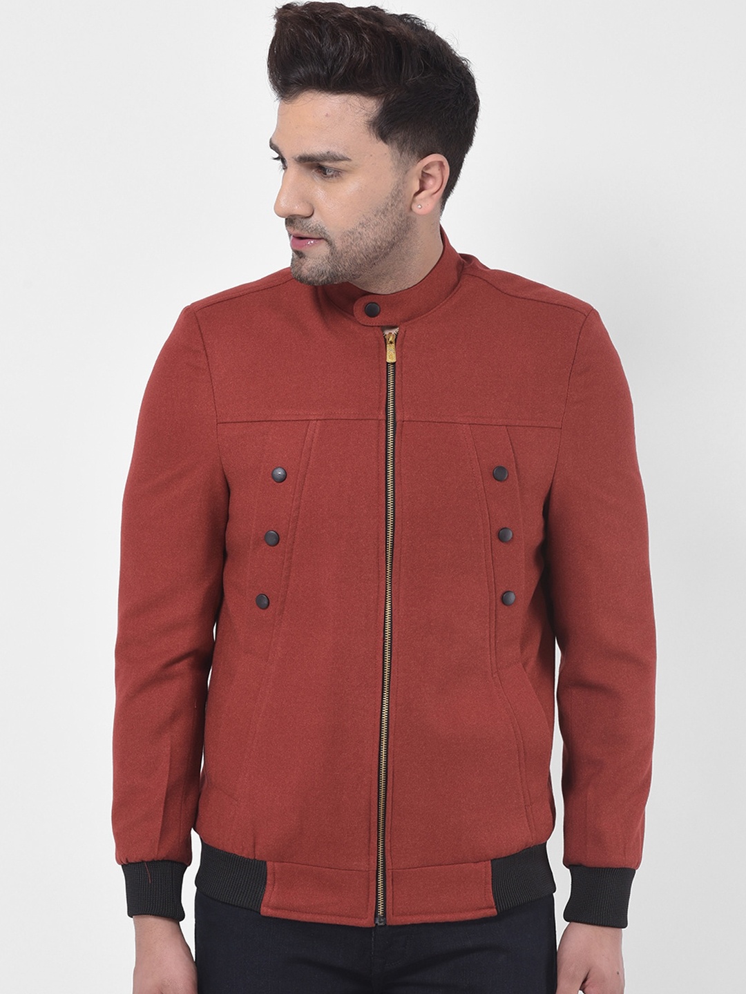 

LUXURAZI Men Red Solid Bomber