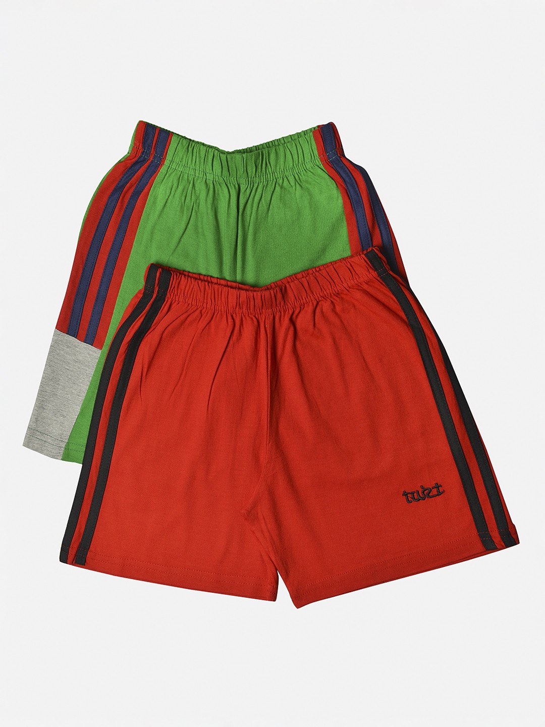 

TINY HUG Boys Pack Of 2 Solid Regular Fit Regular Shorts, Green