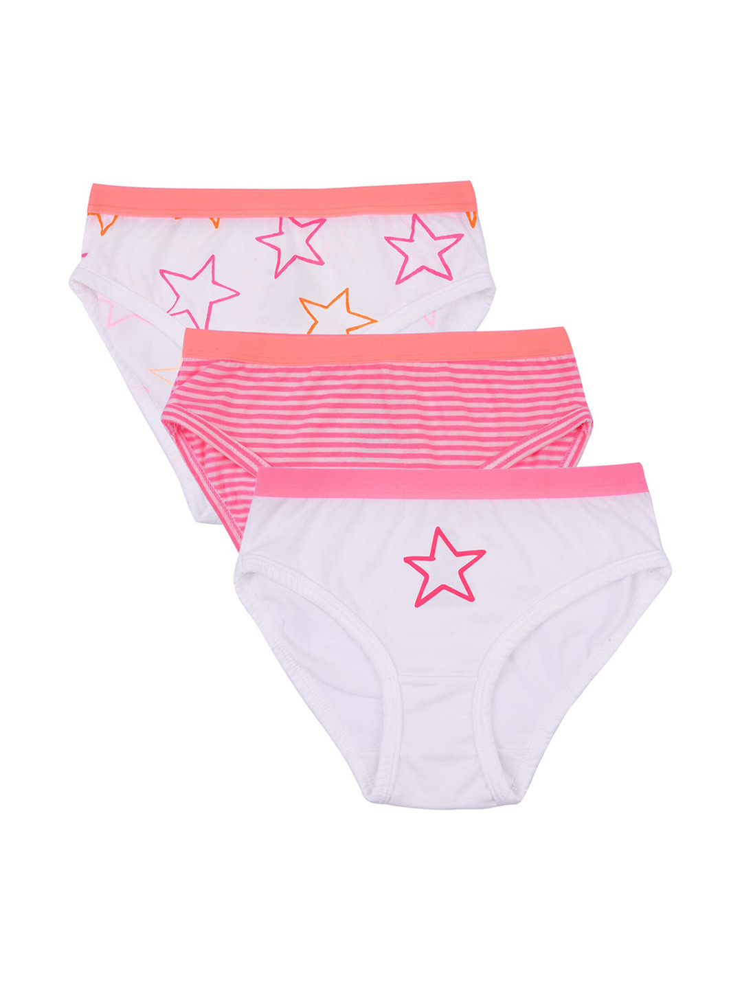 

Charm n Cherish Girls Pack Of 3 Printed Basic Briefs GWBRO6, White