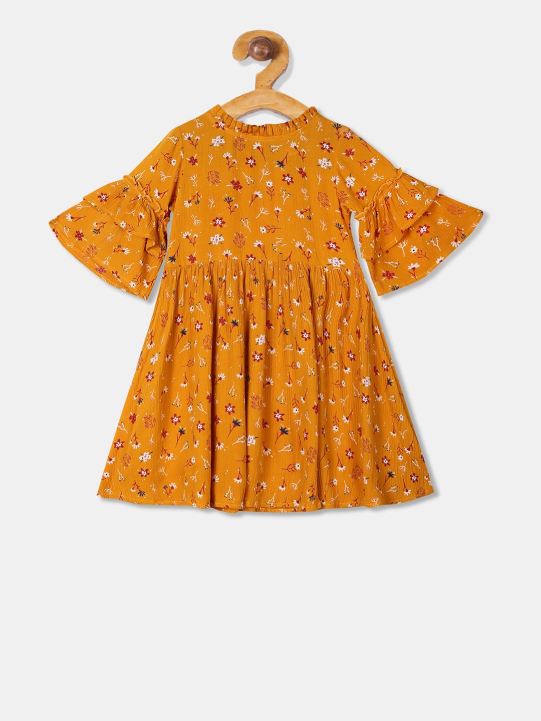 

Cherokee Girls Mustard Printed A-Line Dress