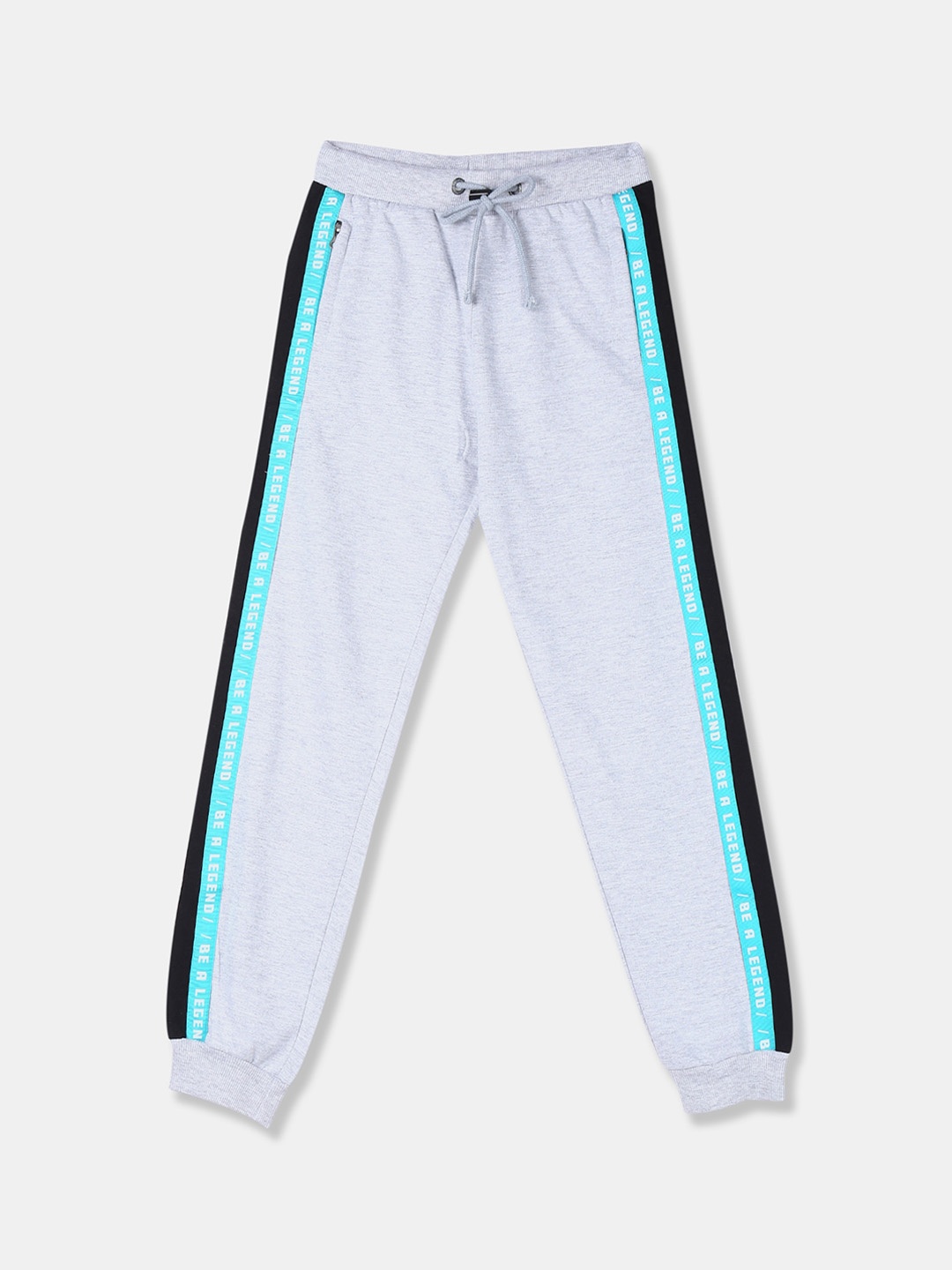 

Cherokee Boys Grey & Blue Printed Straight-Fit Joggers