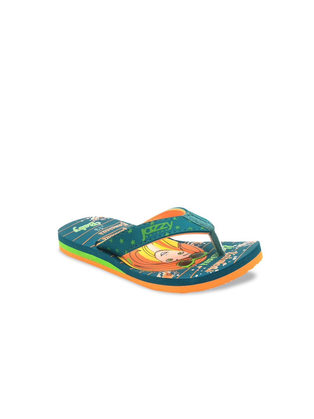 

Jazzy Juniors Girls Green & Orange Printed Thong Flip-Flops