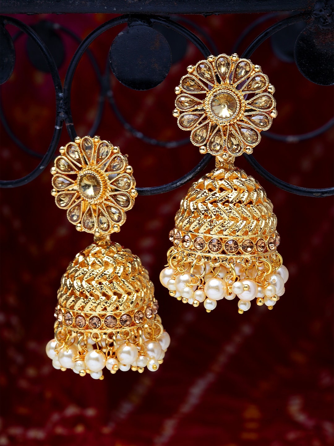 Shining Diva Gold-Plated Contemporary Jhumkas