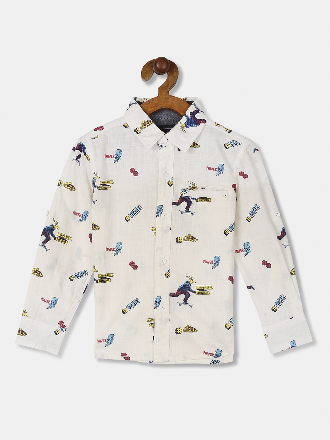 

Cherokee Boys Off-White Regular Fit Printed Casual Shirt