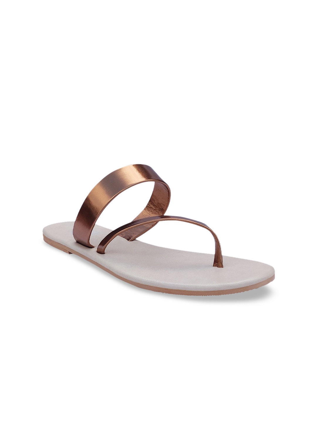 

POSTCARD Women Off-White Colourblocked T-Strap Flats