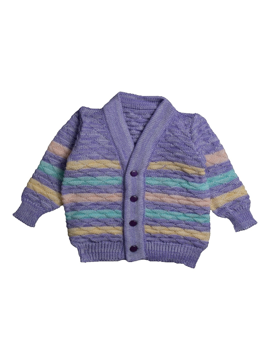 

Little Angels Unisex Kids Violet Striped Cardigan Sweater