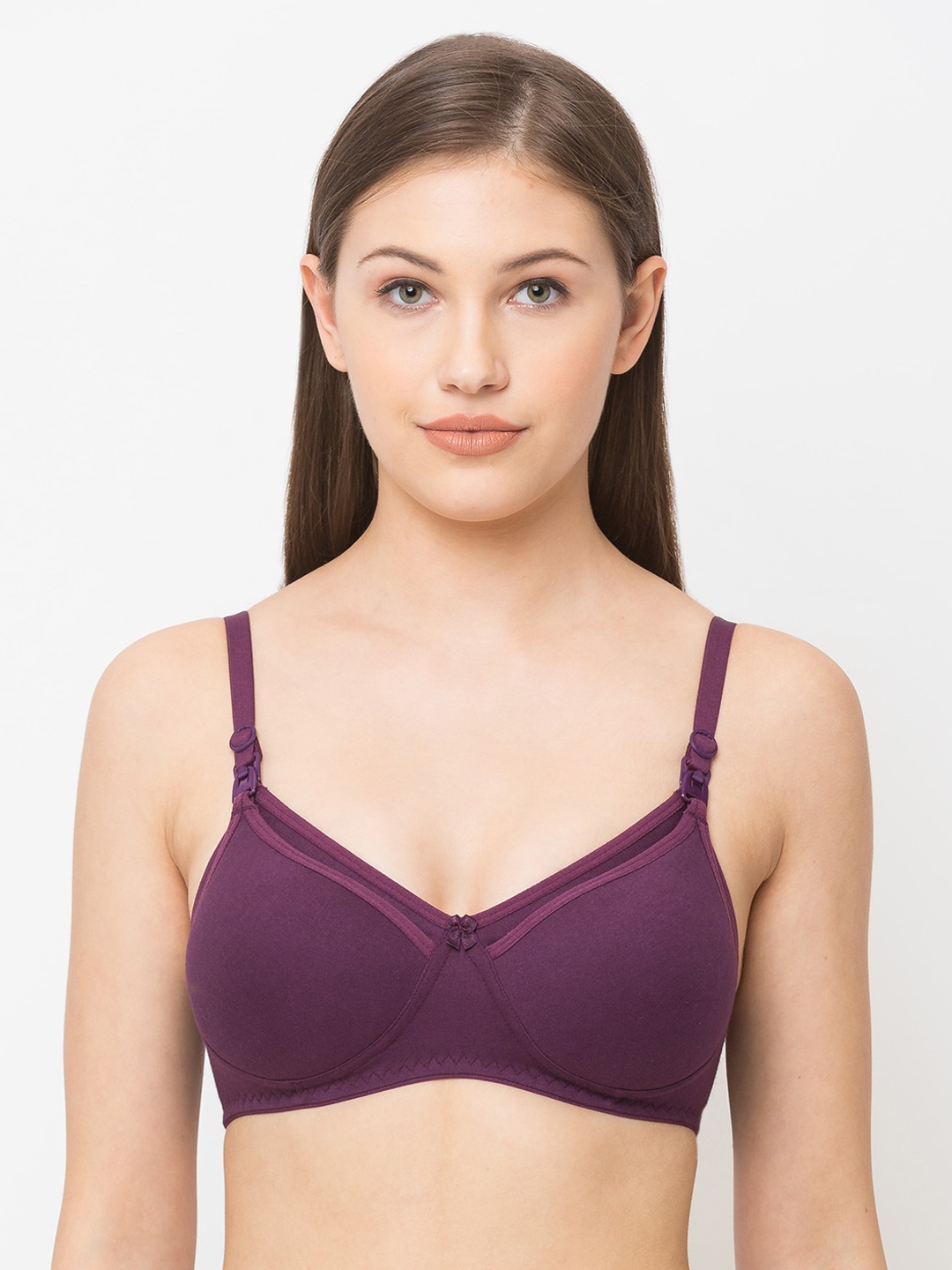 

MomToBe Purple Solid Non-Wired Non Padded Nursing Maternity Bra 5509rewinesolidfb
