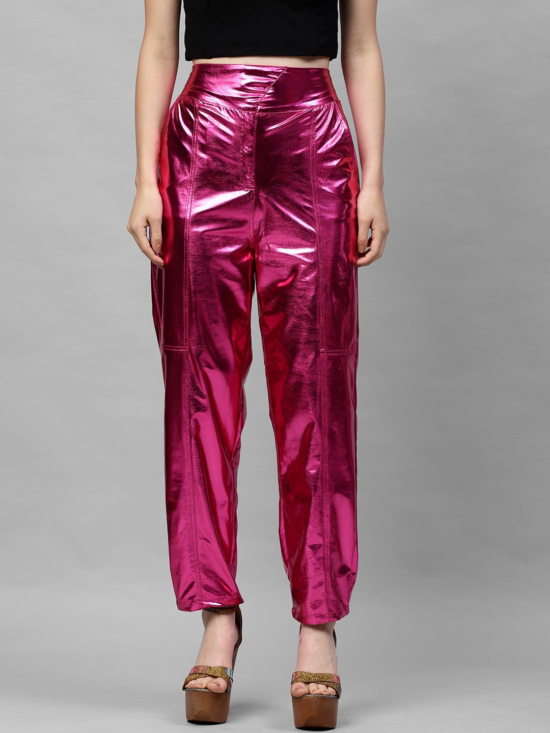 

Athena Women Pink Solid Regular Trousers