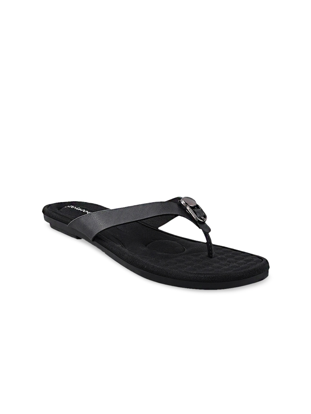 

Stelatoes Women Black Embellished Open Toe Flats