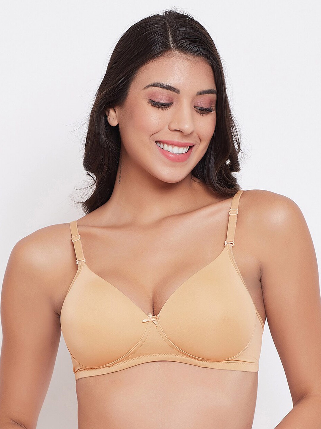 

Clovia Beige Solid Non-Wired Lightly Padded T-shirt Bra