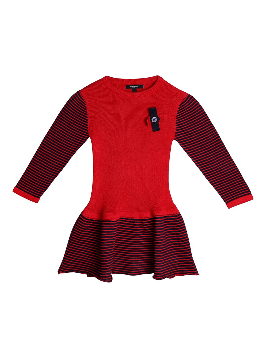 

Style Quotient Girls Red & Black Striped Drop-Waist Dress