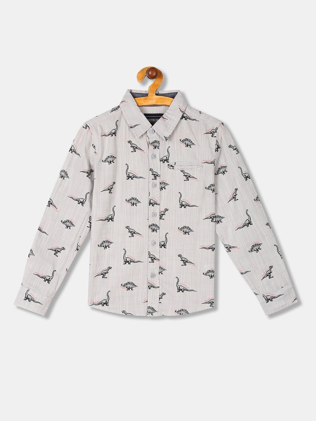 

Cherokee Boys Grey Regular Fit Printed Casual Shirt