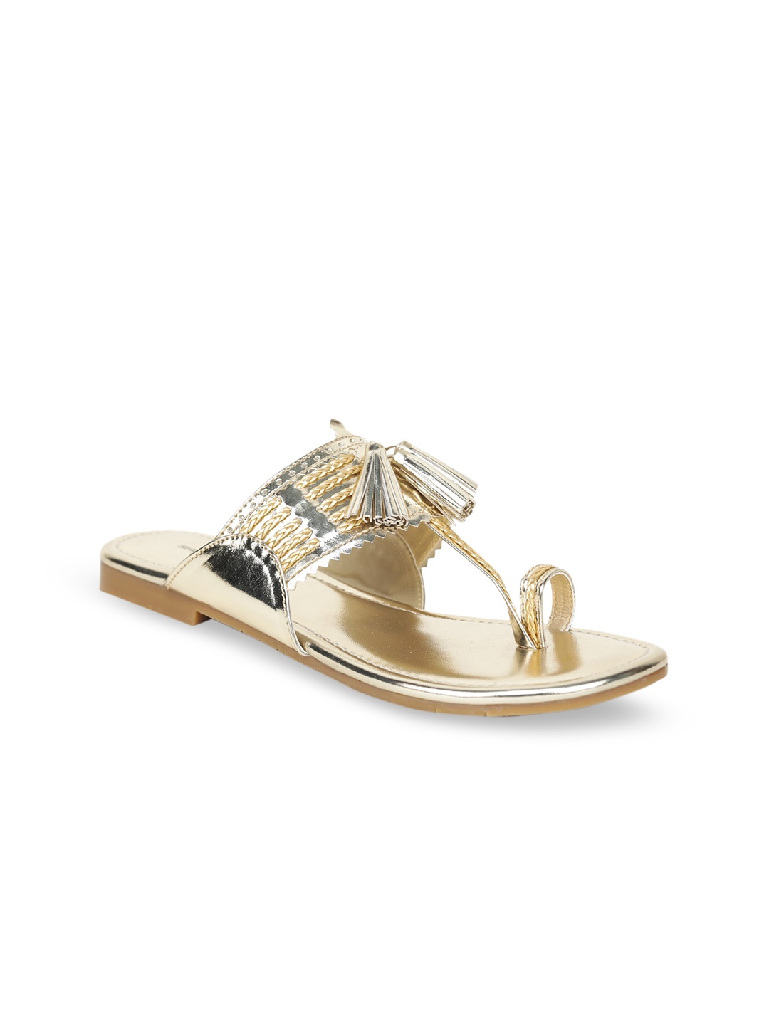 

Shezone Women Gold-Toned Solid One Toe Flats