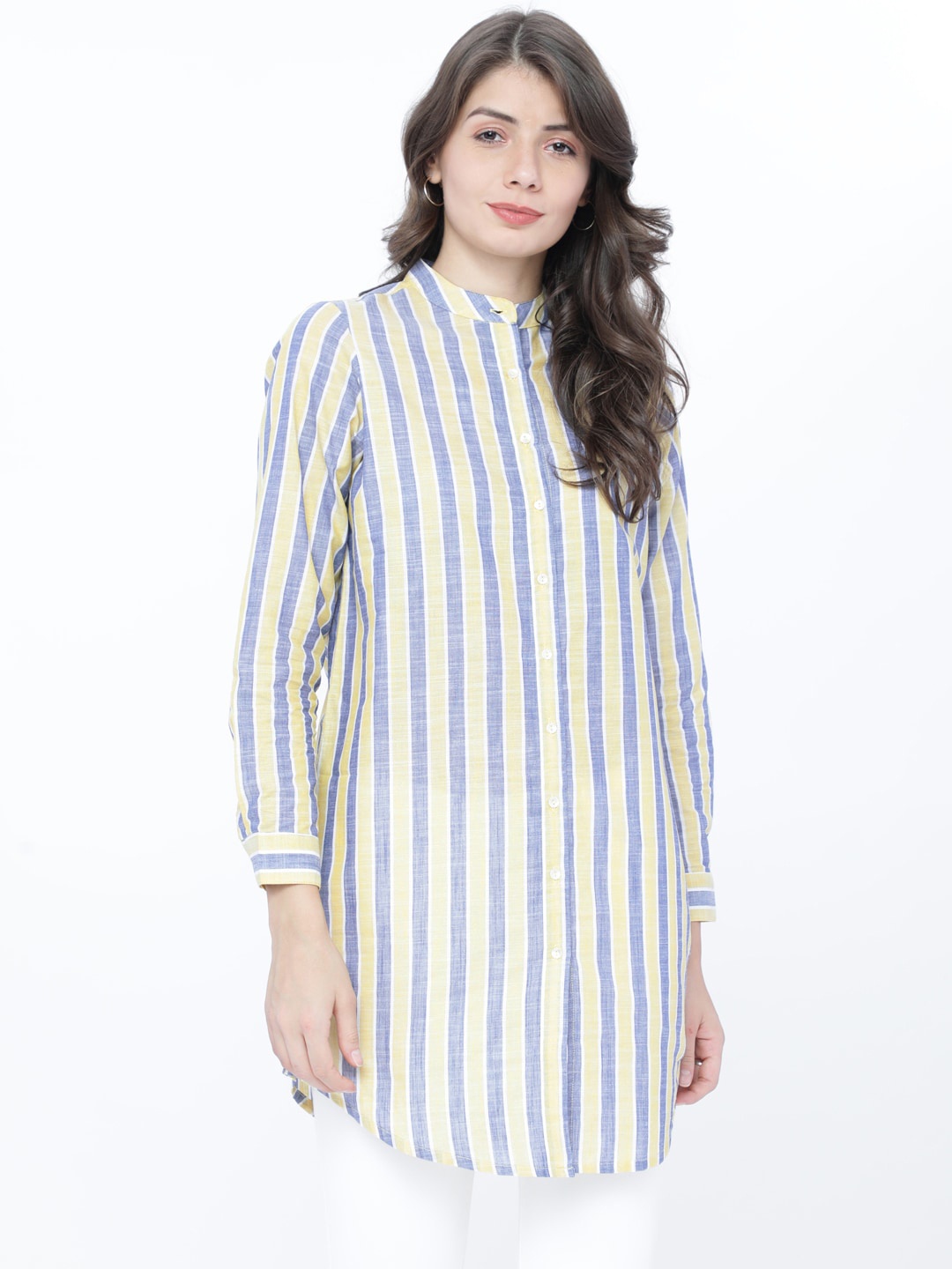 

Vishudh Women Blue & Yellow Striped Tunic