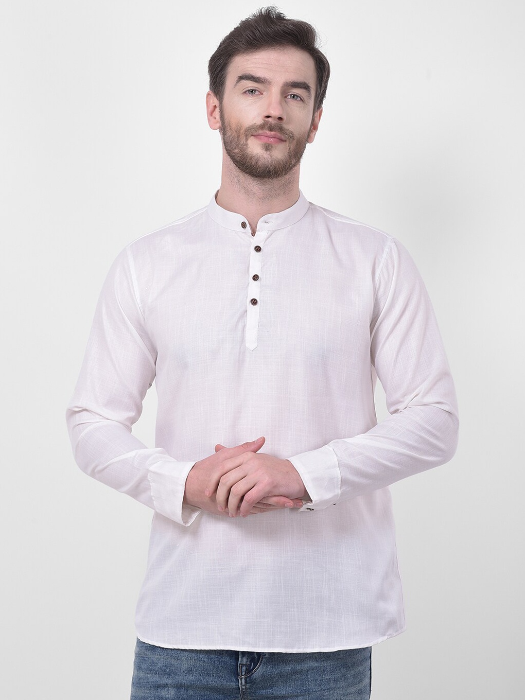 

SG LEMAN Men White Solid Straight Kurta