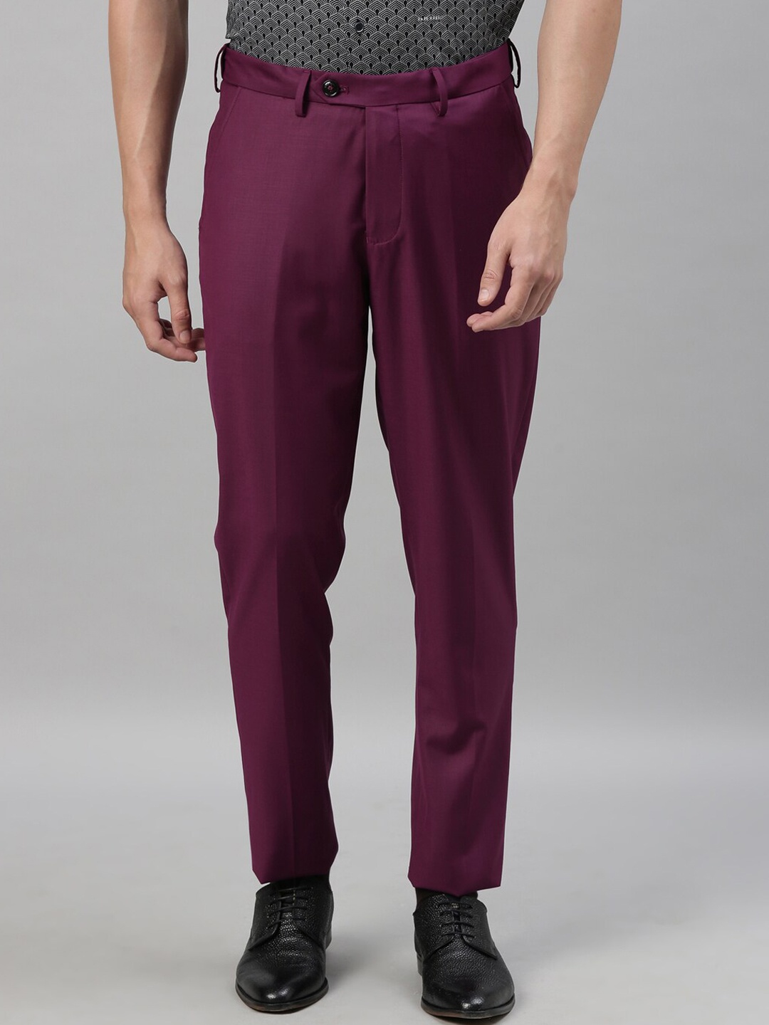 

RARE RABBIT Men Purple Regular Fit Solid Trousers