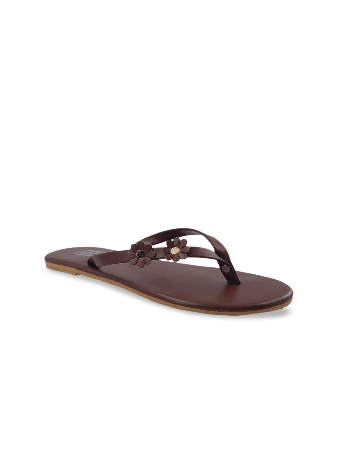 

POSTCARD Women Brown Embellished Open Toe Flats