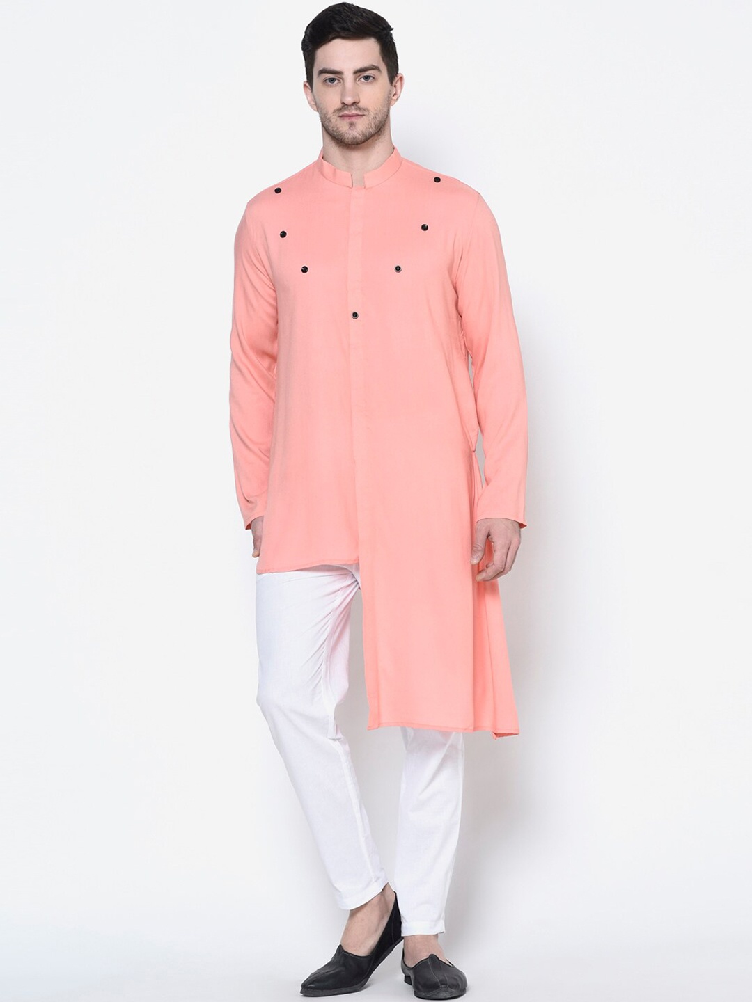 

DEYANN Men Pink Solid A-Line Kurta