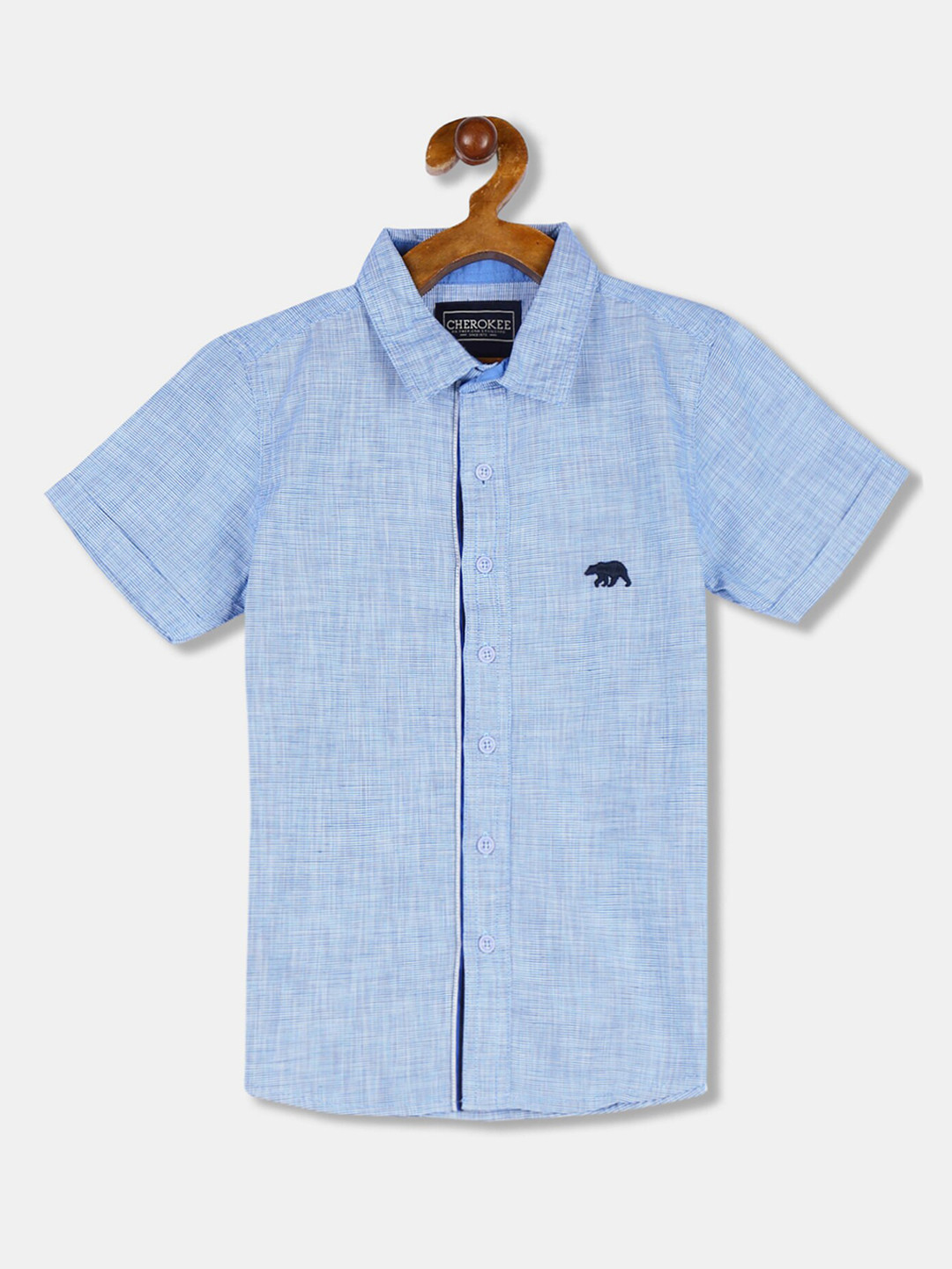 

Cherokee Boys Blue Regular Fit Solid Casual Shirt