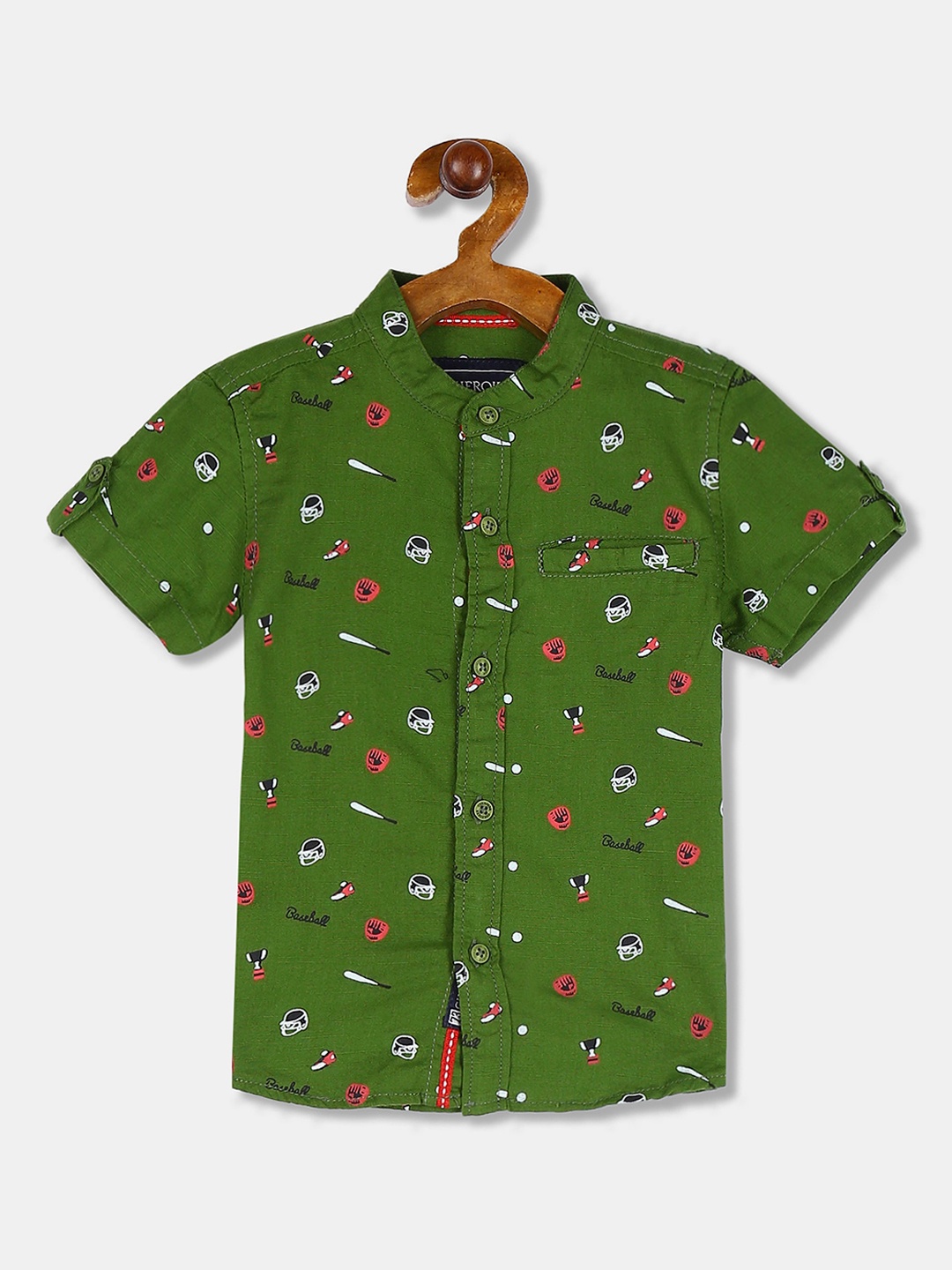 

Cherokee Boys Green & Black Regular Fit Printed Casual Shirt