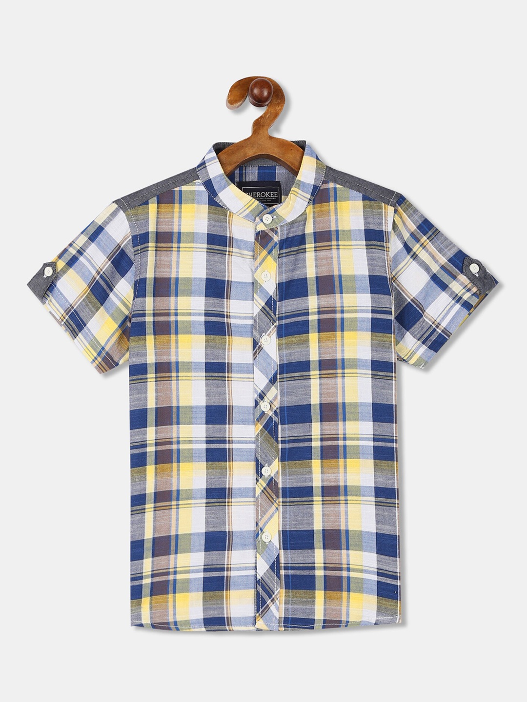 

Cherokee Boys Yellow & Blue Regular Fit Checked Casual Shirt