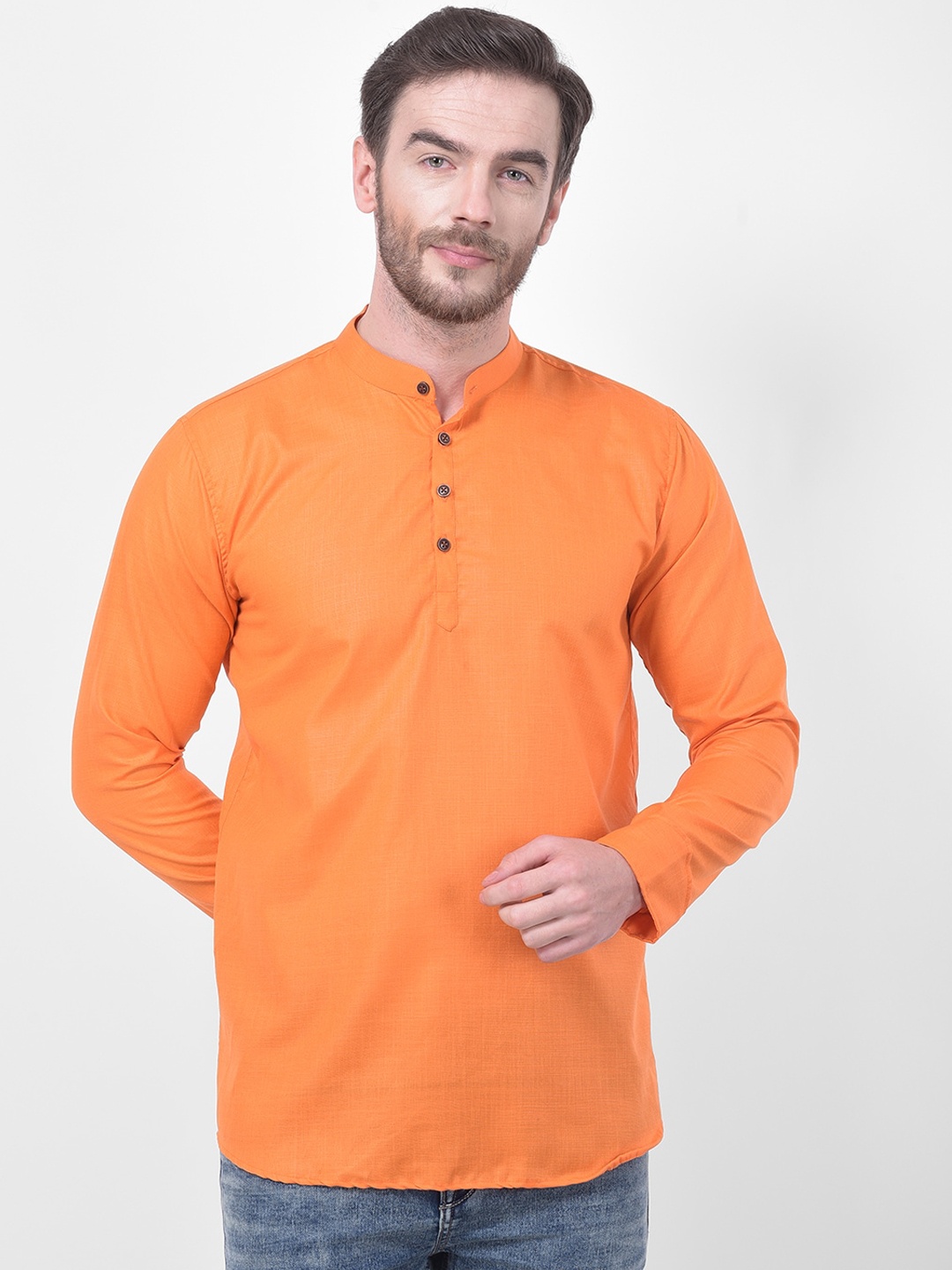 

SG LEMAN Men Orange Mandarin Collar Kurta