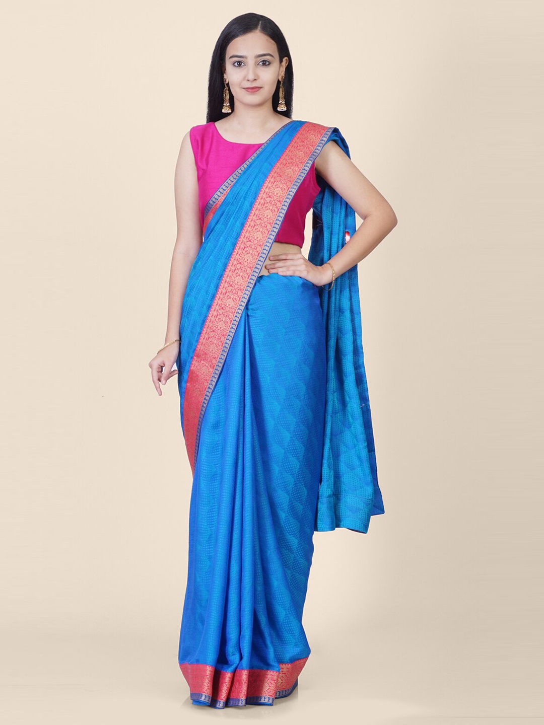 

Hastakala Blue Brasso Solid Banarasi Saree