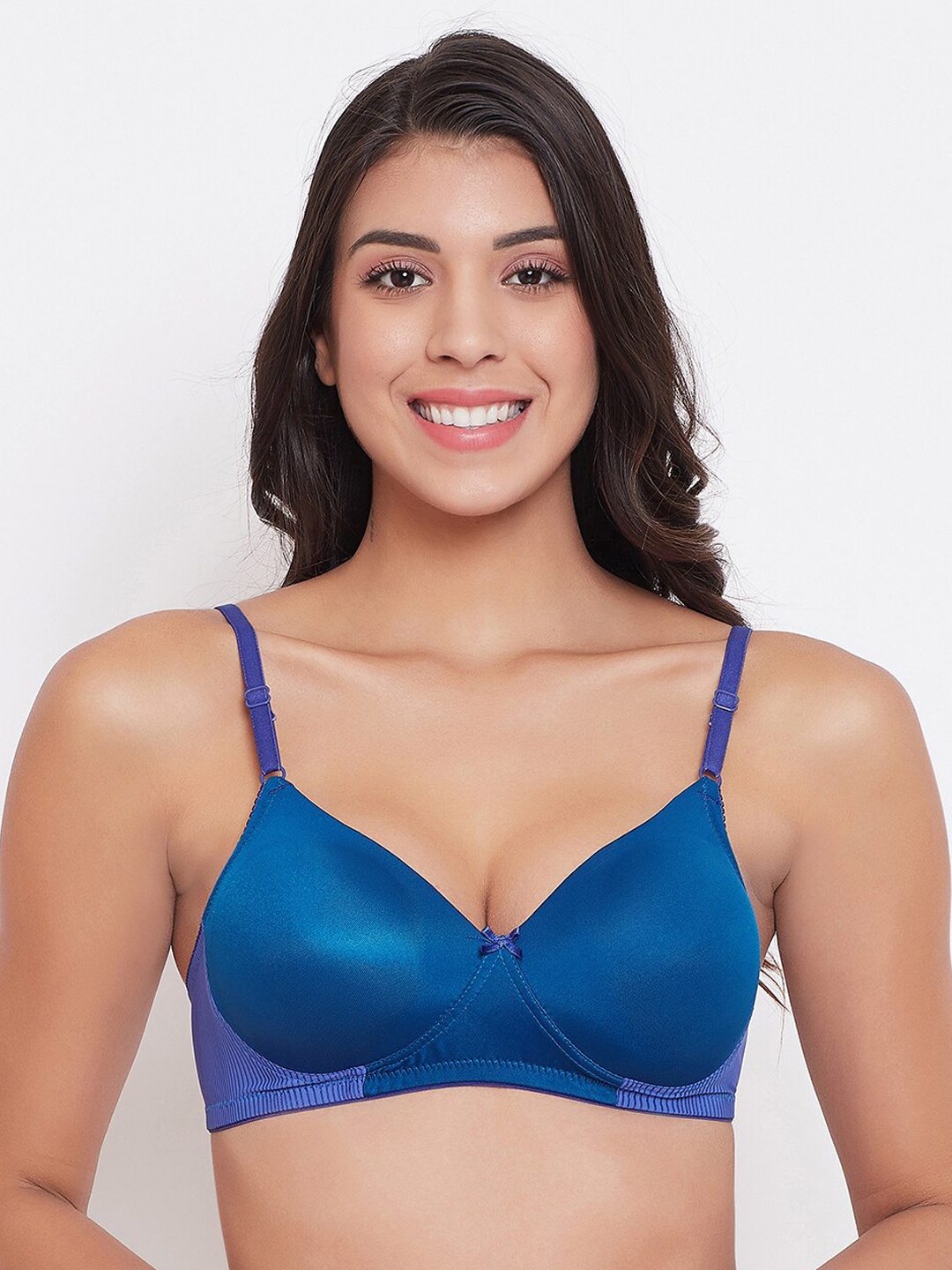 

Clovia Blue Solid Non-Wired Lightly Padded T-shirt Bra