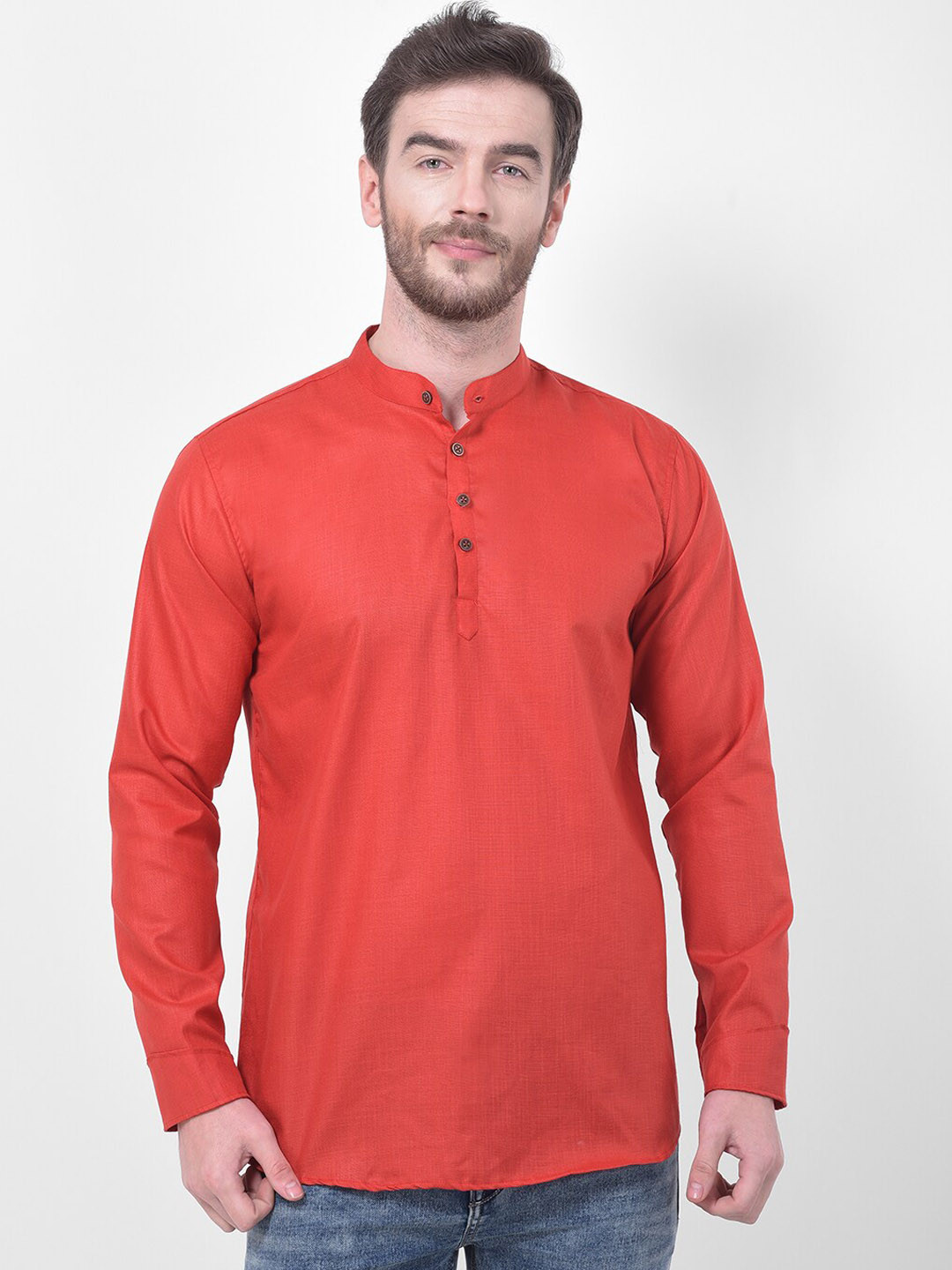

SG LEMAN Men Red Solid Straight Kurta