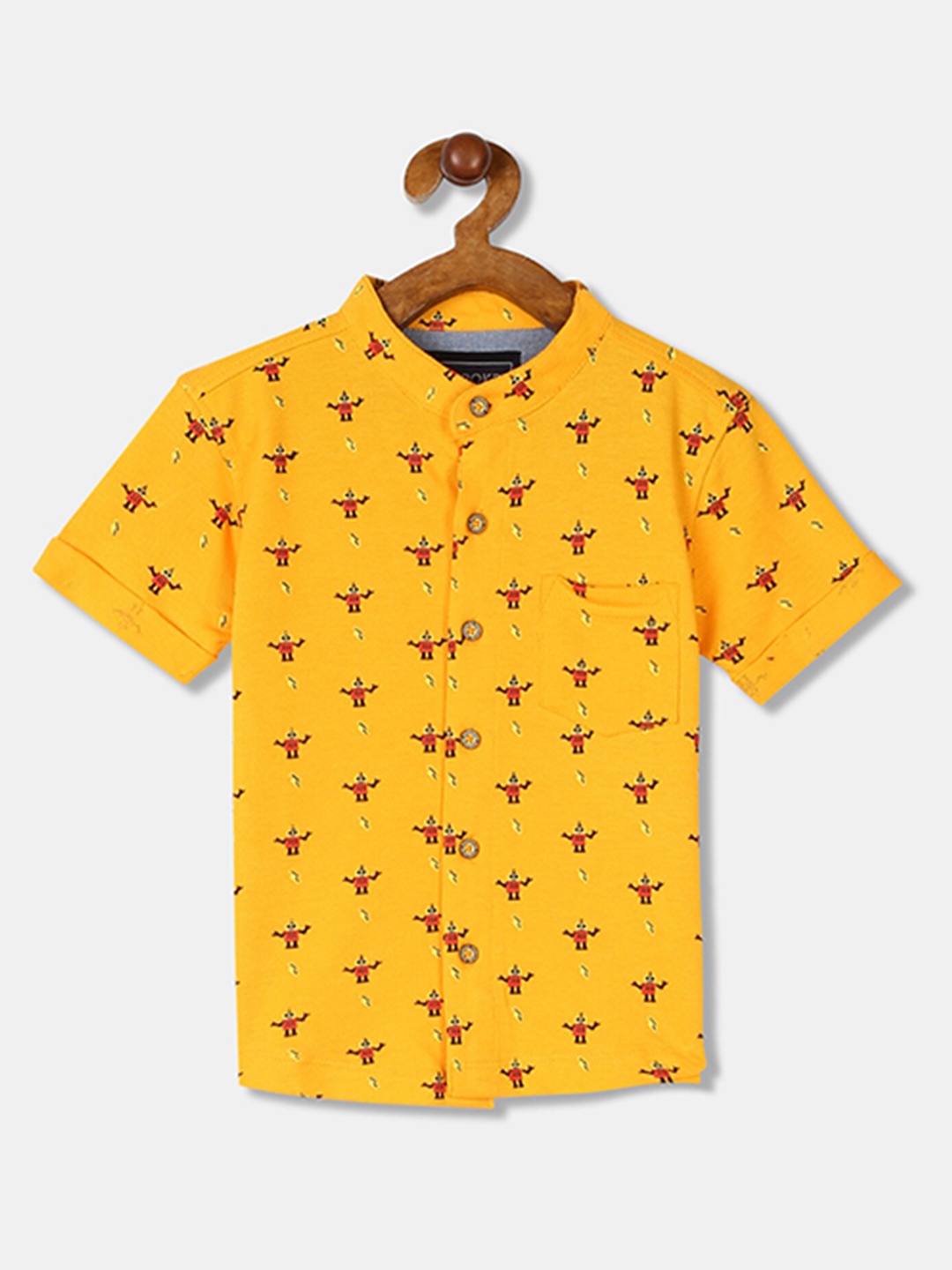 

Cherokee Boys Mustard Yellow Regular Fit Printed Casual Shirt