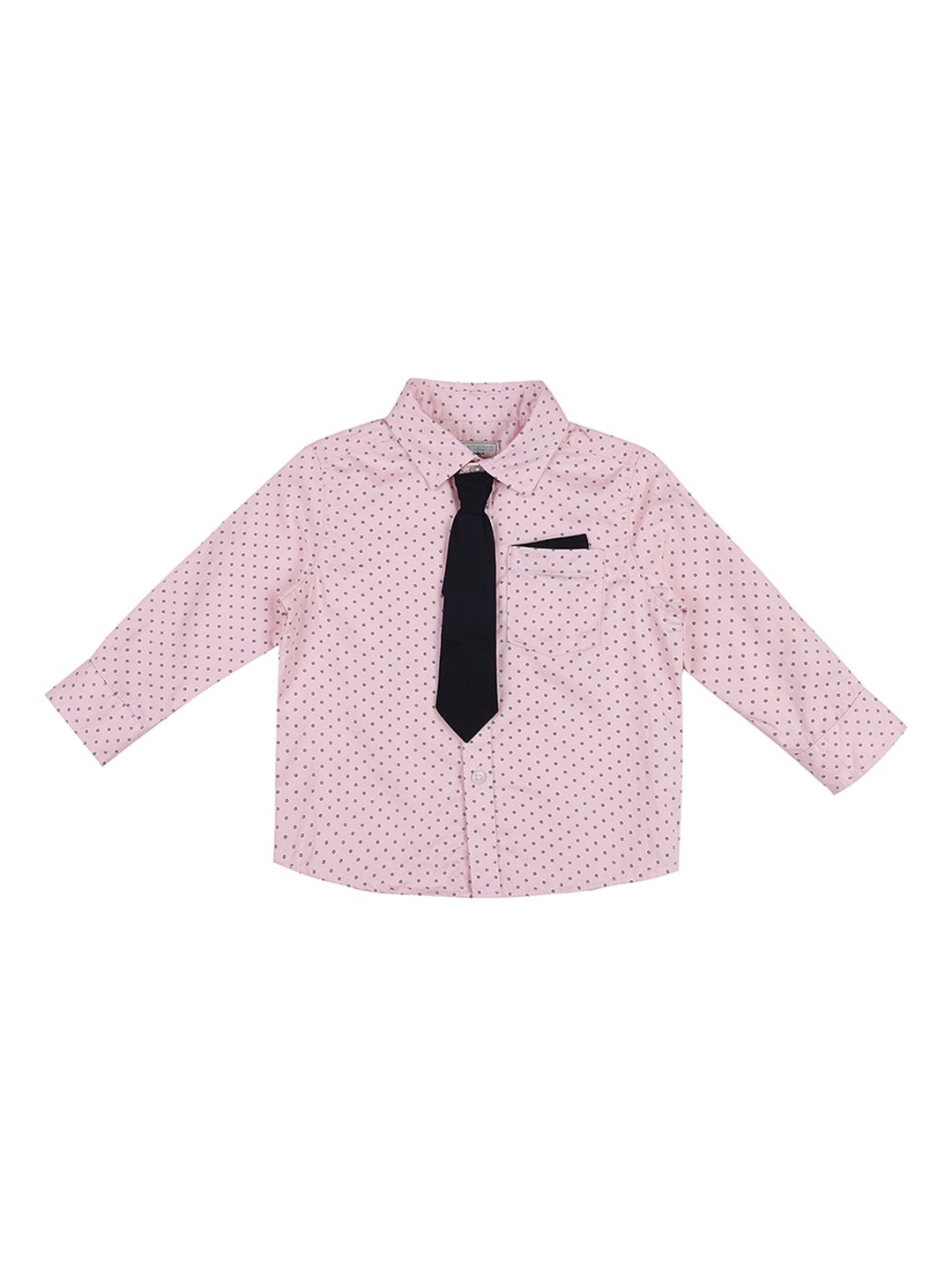 

Pantaloons Baby Boys Pink & Black Regular Fit Printed Casual Shirt With Tie